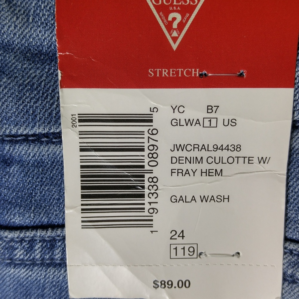 NWT GUESS Wide Leg Flare Crop Fray Hem 24 A258J - Picture 6 of 6